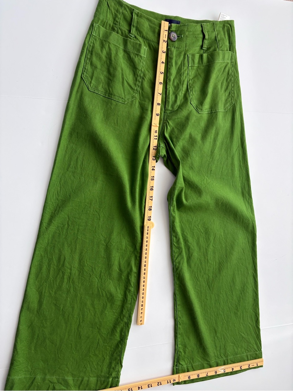 Anthropologie Maeve The Colette Green Linen Blend Wide Leg Pants 27 - Picture 7 of 14